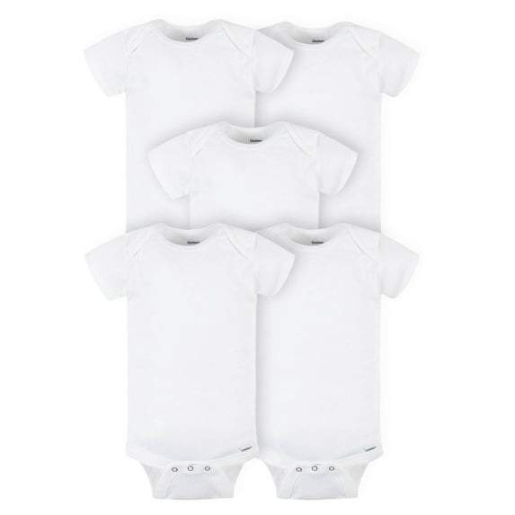 Gerber Baby Girl or Boy Gender Neutral Onesies Brand Cotton Rib Bodysuits, 5-Pack