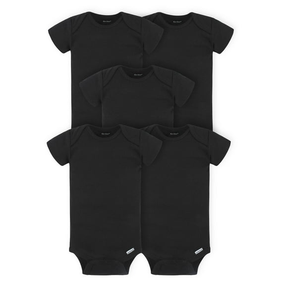 Gerber Baby Girl or Boy Gender Neutral Onesies Brand Cotton Rib Bodysuits, 5-Pack