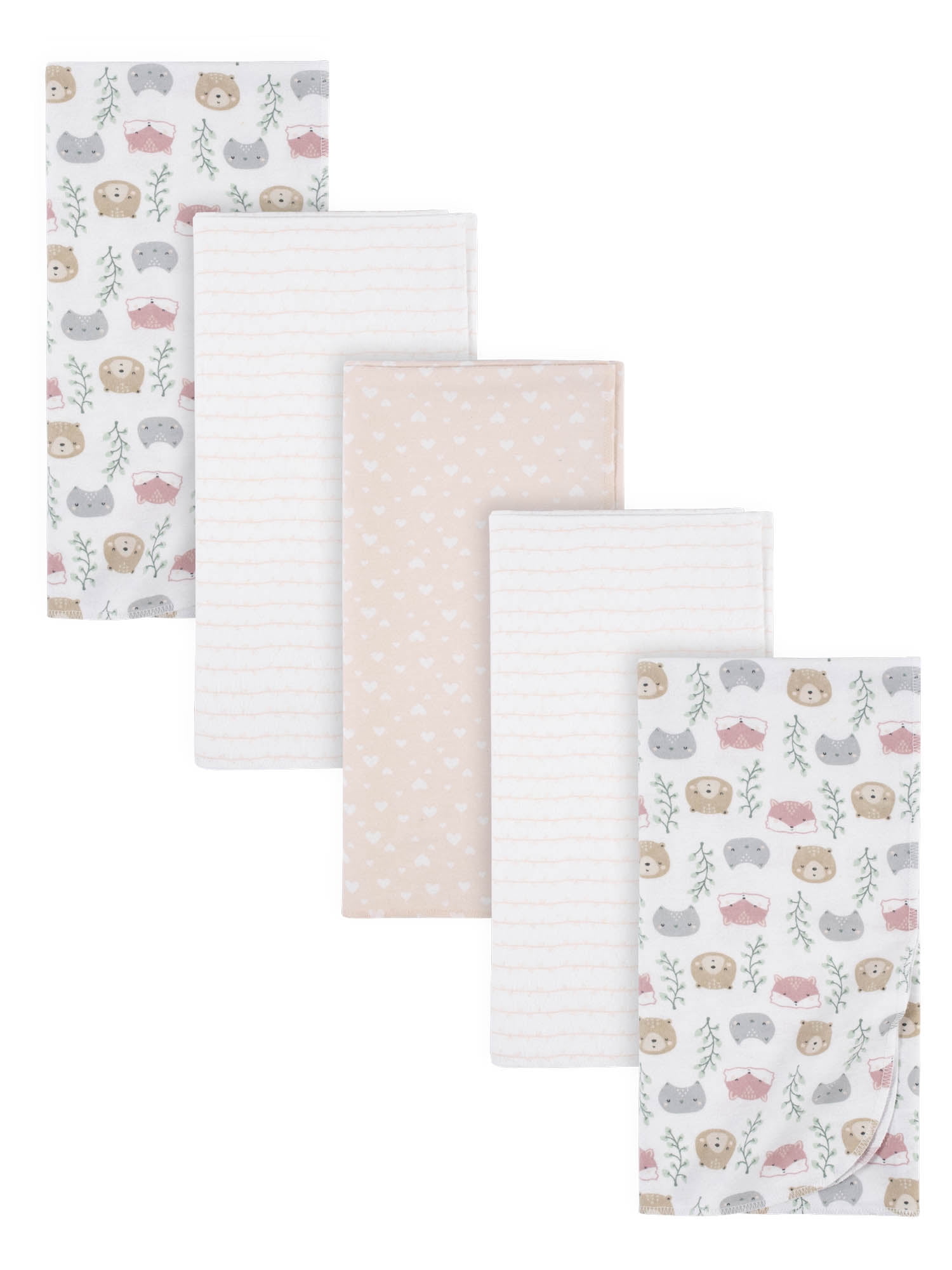Gerber Baby Girls 100% Cotton Flannel Receiving Blankets, 5-Pack