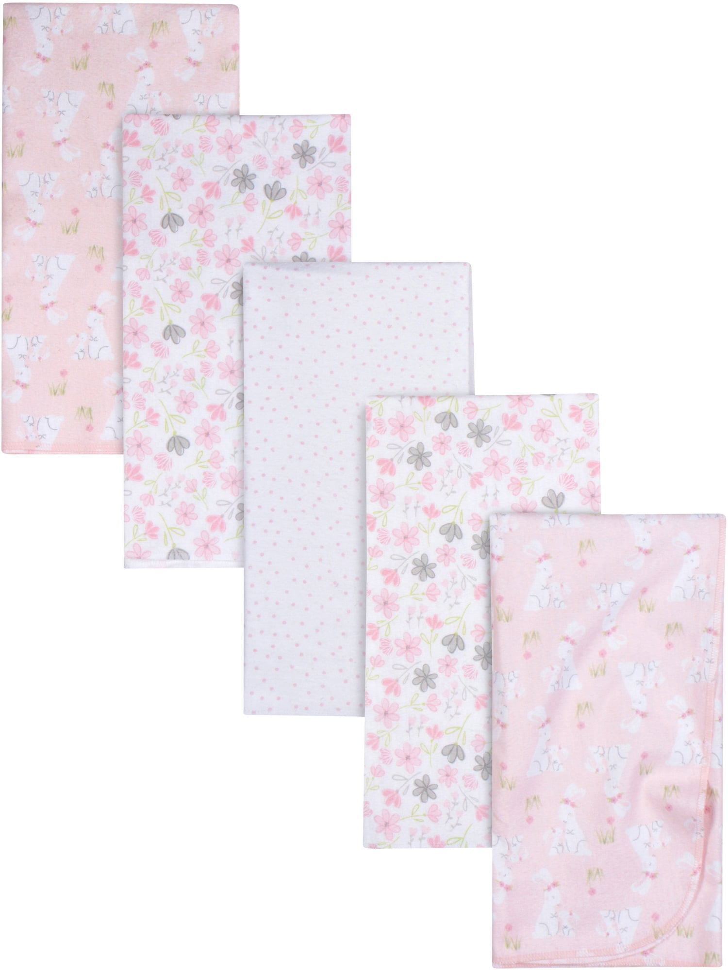 Gerber Baby Girls 100 Cotton Flannel Receiving Blankets, 5Pack