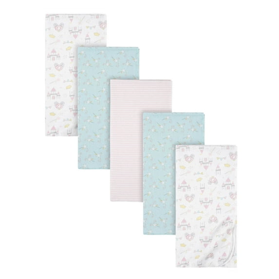 Gerber Baby Girls 100% Cotton Flannel Receiving Blankets, 5-Pack