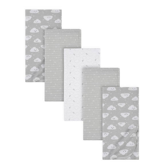 Gerber Baby Girls 100% Cotton Flannel Receiving Blankets, 5-Pack