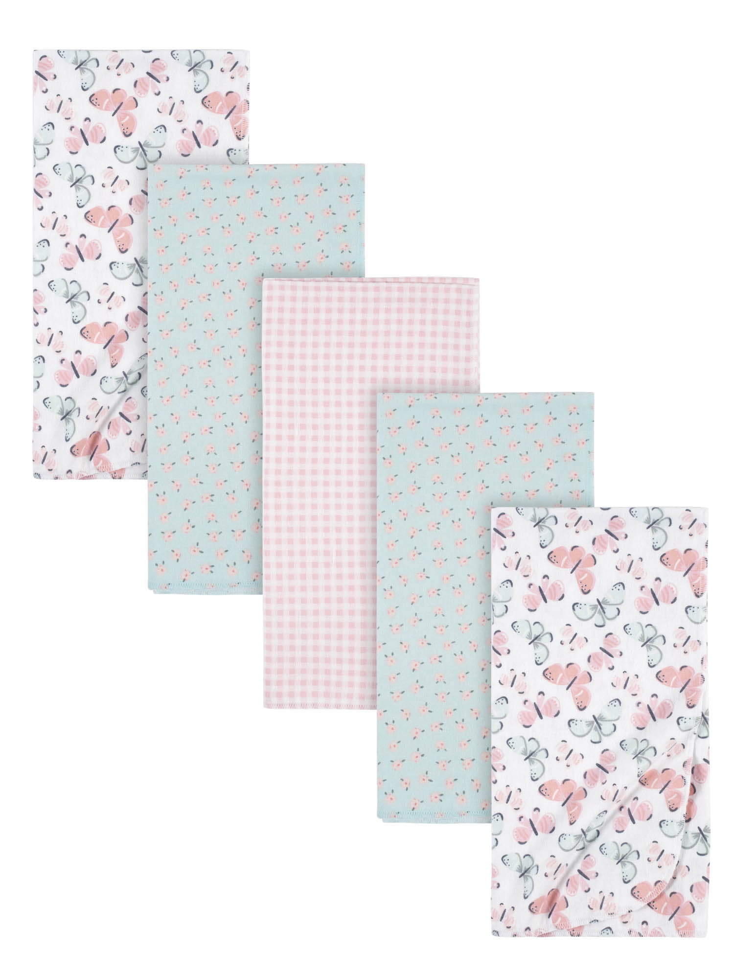 Gerber Baby Girls 100 Cotton Flannel Receiving Blankets, 5Pack