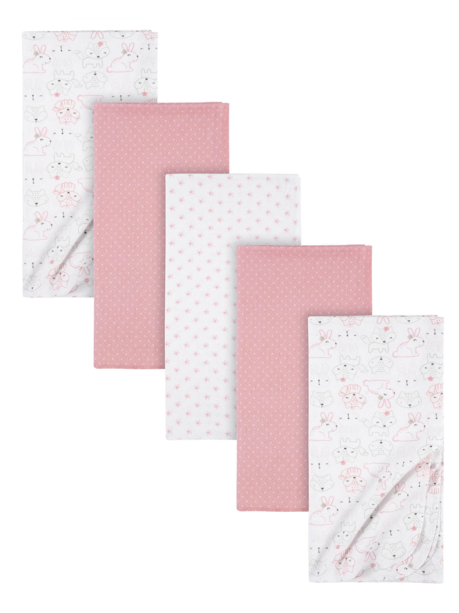 Gerber Baby Girls 100 Cotton Flannel Receiving Blankets, 5Pack