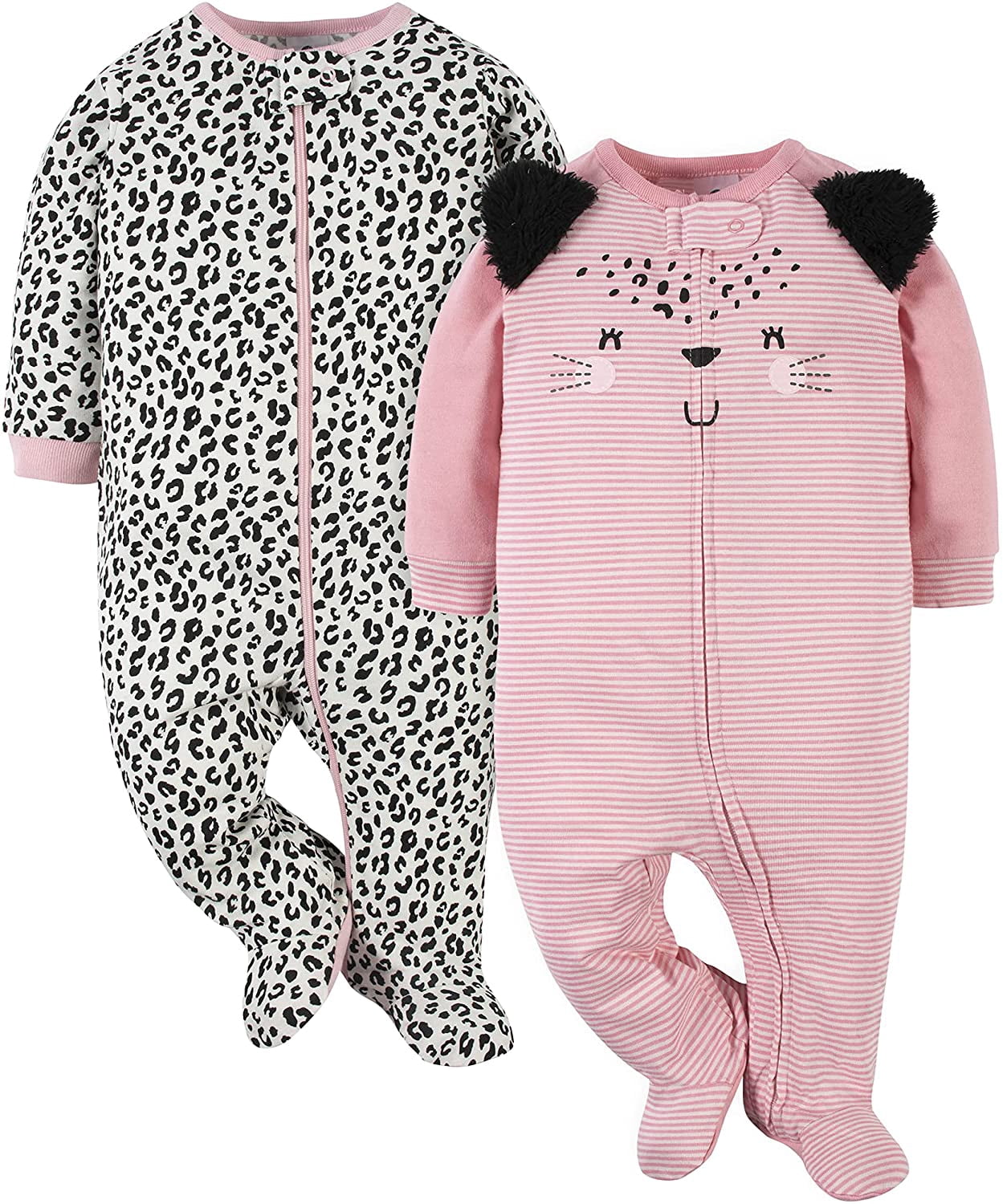 Gerber BabyGirls 2Pack Sleep N Play 36 Months Leopard Pink