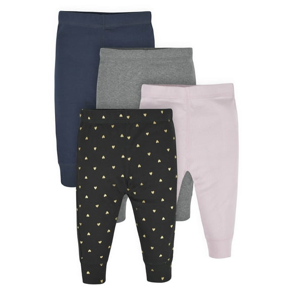 Gerber Baby Girls Active Pants, 4-Pack, (Newborn - 24 Months)