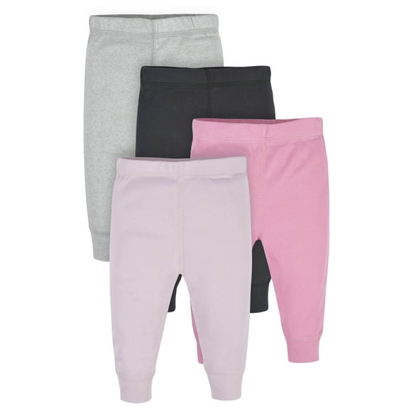 Gerber Baby Girls Active Pants, 4-Pack, (Newborn - 24 Months)