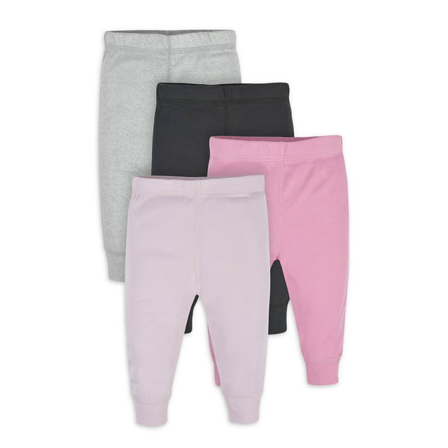 Gerber Baby Girls Active Pants, 4Pack, (Newborn 24 Months)