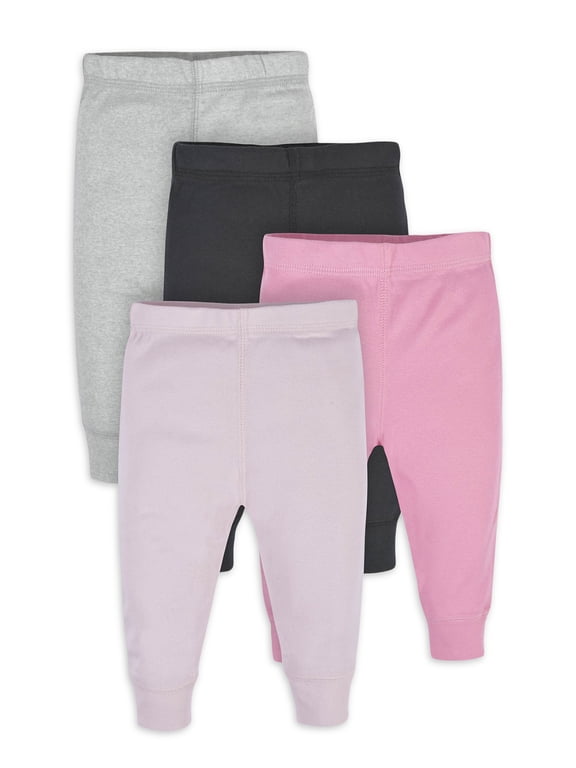 Baby Girls Active Pants, 4-Pack, (Newborn - 24 Months)