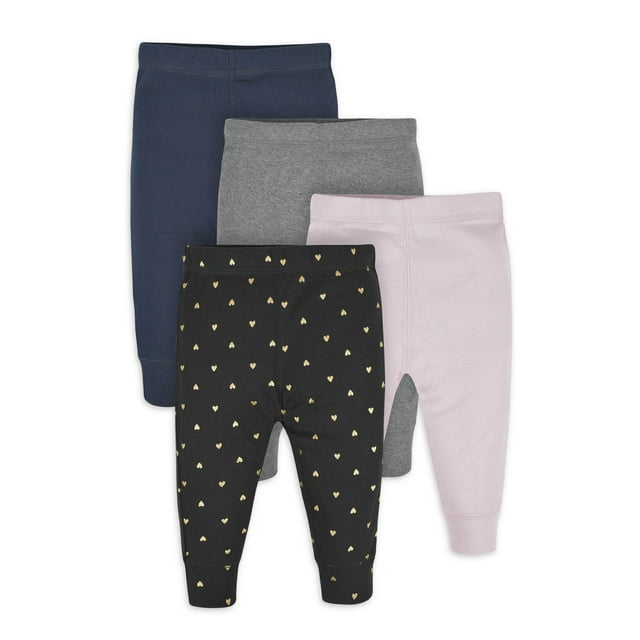 Gerber Baby Girls Essential Pants, 4Pack, (Newborn 24 Months