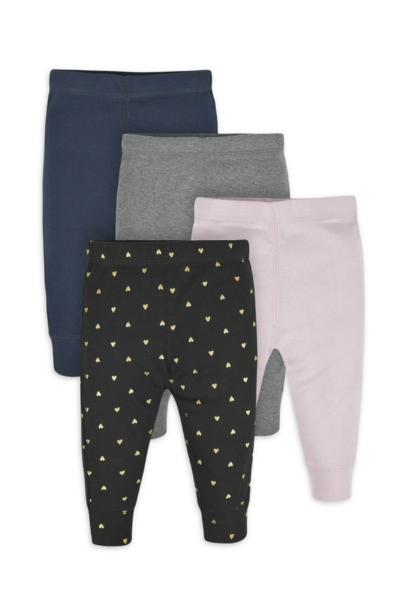 Baby Girls Essential Pants, 4-Pack, (Newborn - 24 Months)