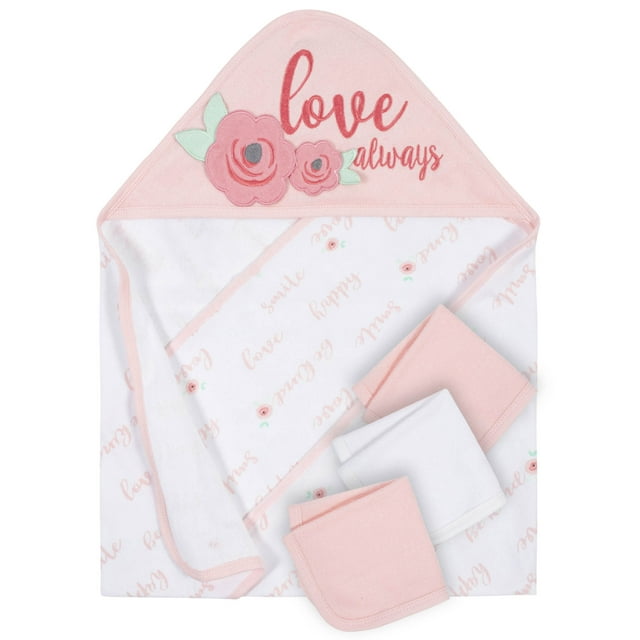 Gerber Baby Girls Hooded Towel & Washcloths Set, 4-Piece - Walmart.com