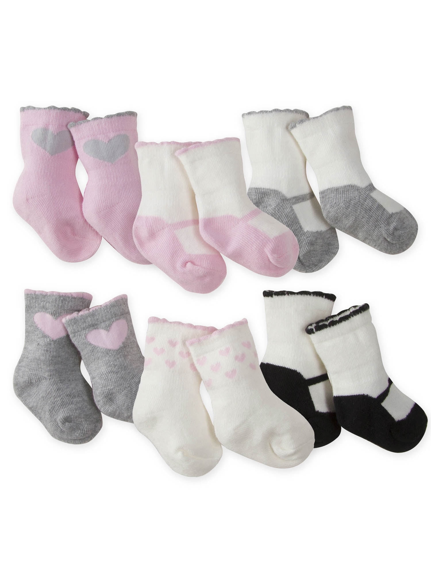 Gerber Baby Girls Jersey Crew Wiggle Proof Socks, 6Pack