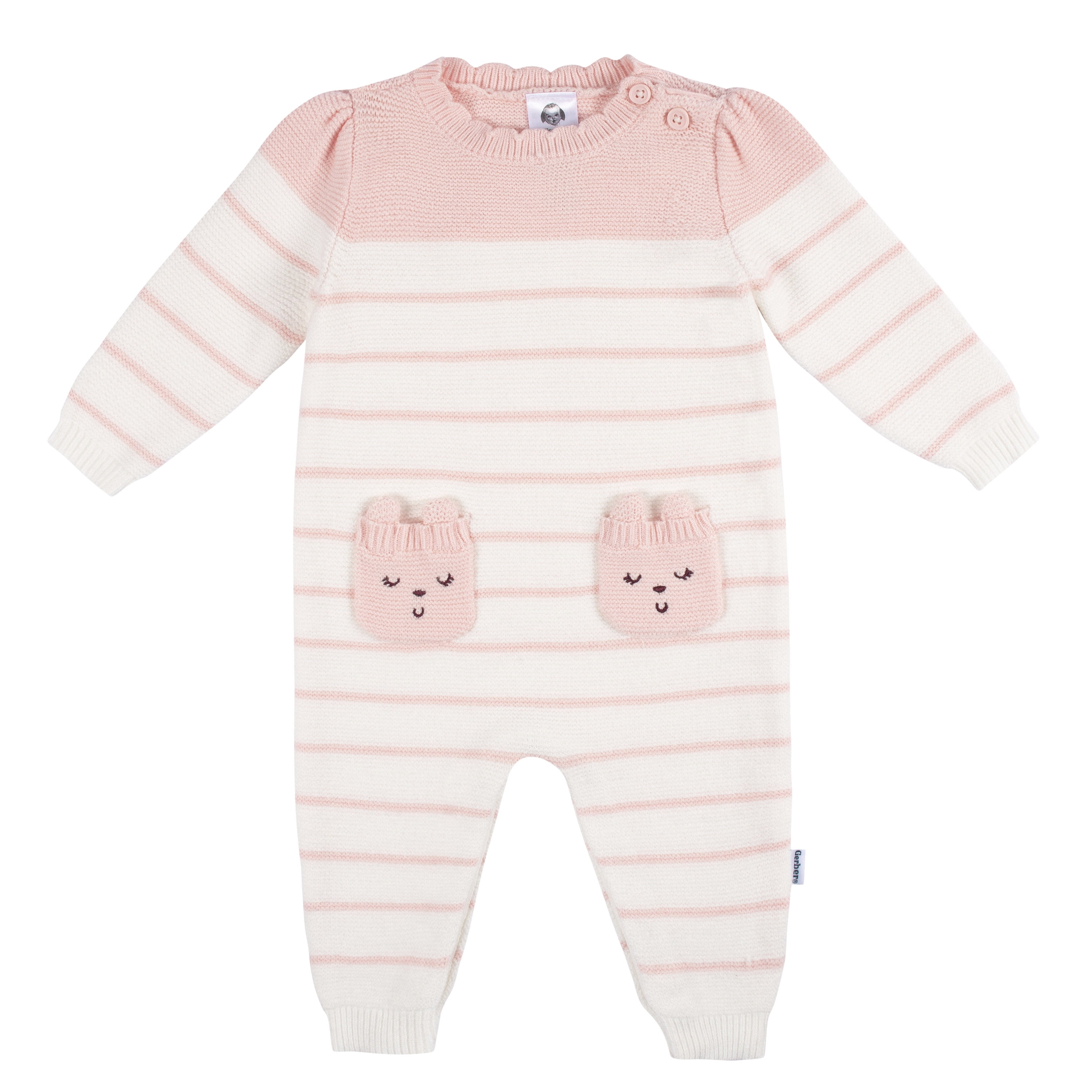Gerber Baby Girls Knit Romper Jumpsuit, Size Newborn - 24 Months