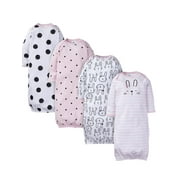 Gerber Baby Girls Lap Shoulder Gowns with Mitten Cuffs, 4-Pack, Preemie-0/6M