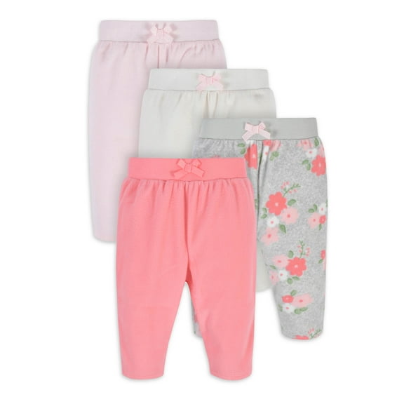 Gerber Baby Girls Microfleece Pants, 4-Pack, (Newborn - 24 Months)
