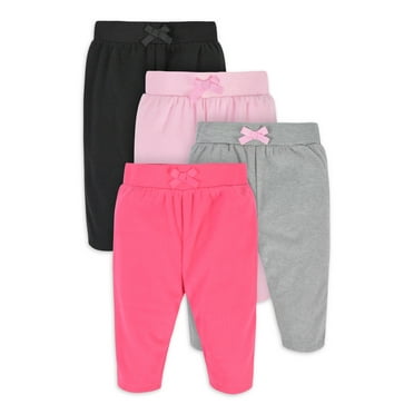 Gerber Baby Girls Microfleece Pants, 4-Pack, (Newborn - 24 Months)