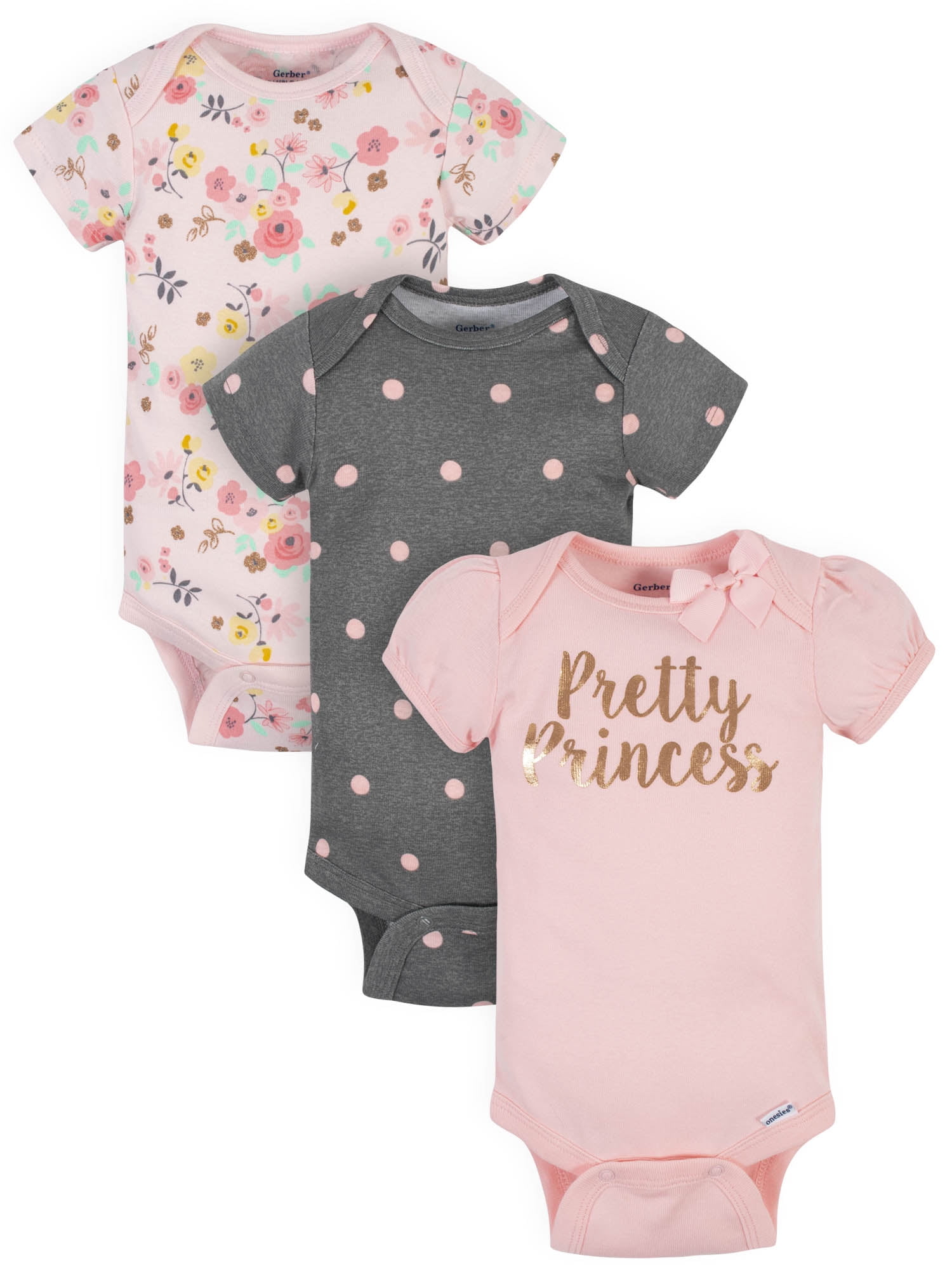 3-Piece Baby Girls Purrfectly Wild Short Sleeve Onesies® Bodysuits & Pants  Set