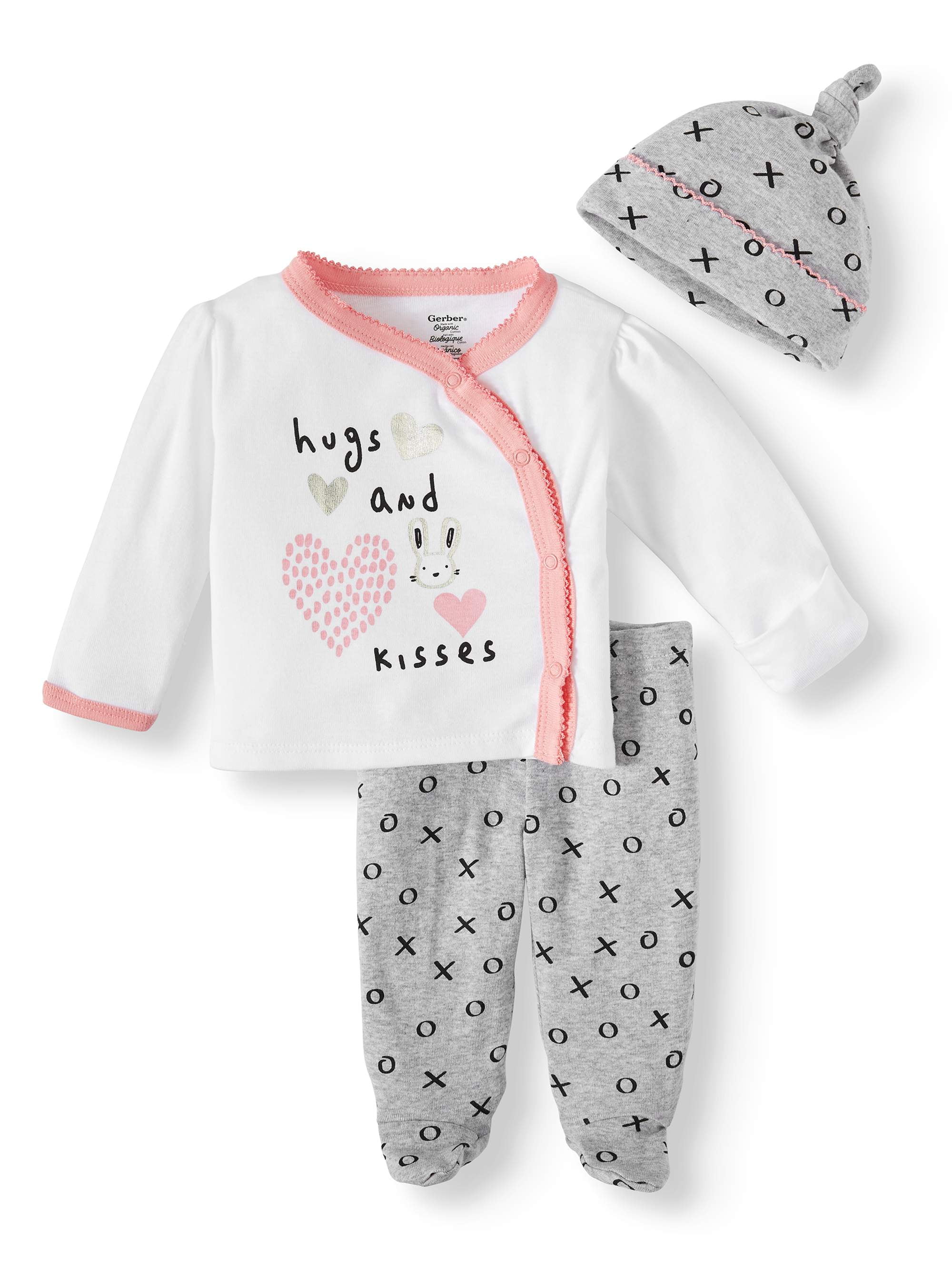 Gerber Baby Girls Organic Cotton Take Me Home Outfit Set 3 Piece