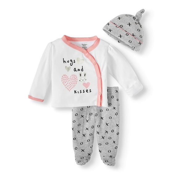 Gerber Baby Girls' Organic Cotton Take Me Home Outfit Set, 3-Piece
