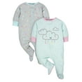 thumbnail image 1 of Gerber Baby Girls Organic Cotton Zip-Up Sleep 'N Play Pajamas, 2-Pack, 1 of 5