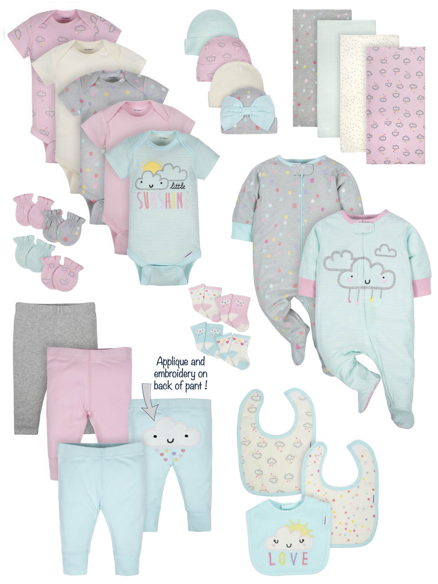 Gerber Baby Girls Organic Newborn Clothes Shower Gift Set, 29Piece
