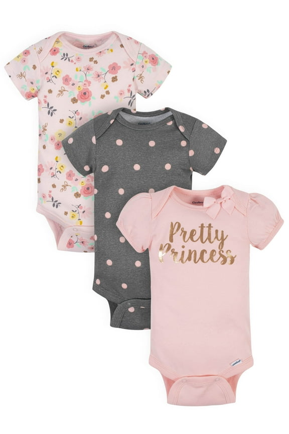 Baby Girls Organic Onesies® Brand Bodysuits, 3-Pack