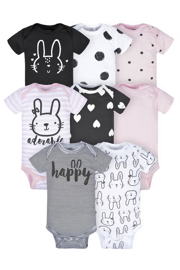 Baby Girls' Short Sleeve OnesiesĀ® Bodysuits, 8-Pack