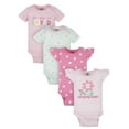 Gerber Baby Girls Short Sleeve Onesies Brand Bodysuits, 4Pack
