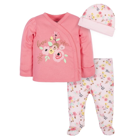 Gerber Baby Girls Take-Me-Home Set, 3-Piece