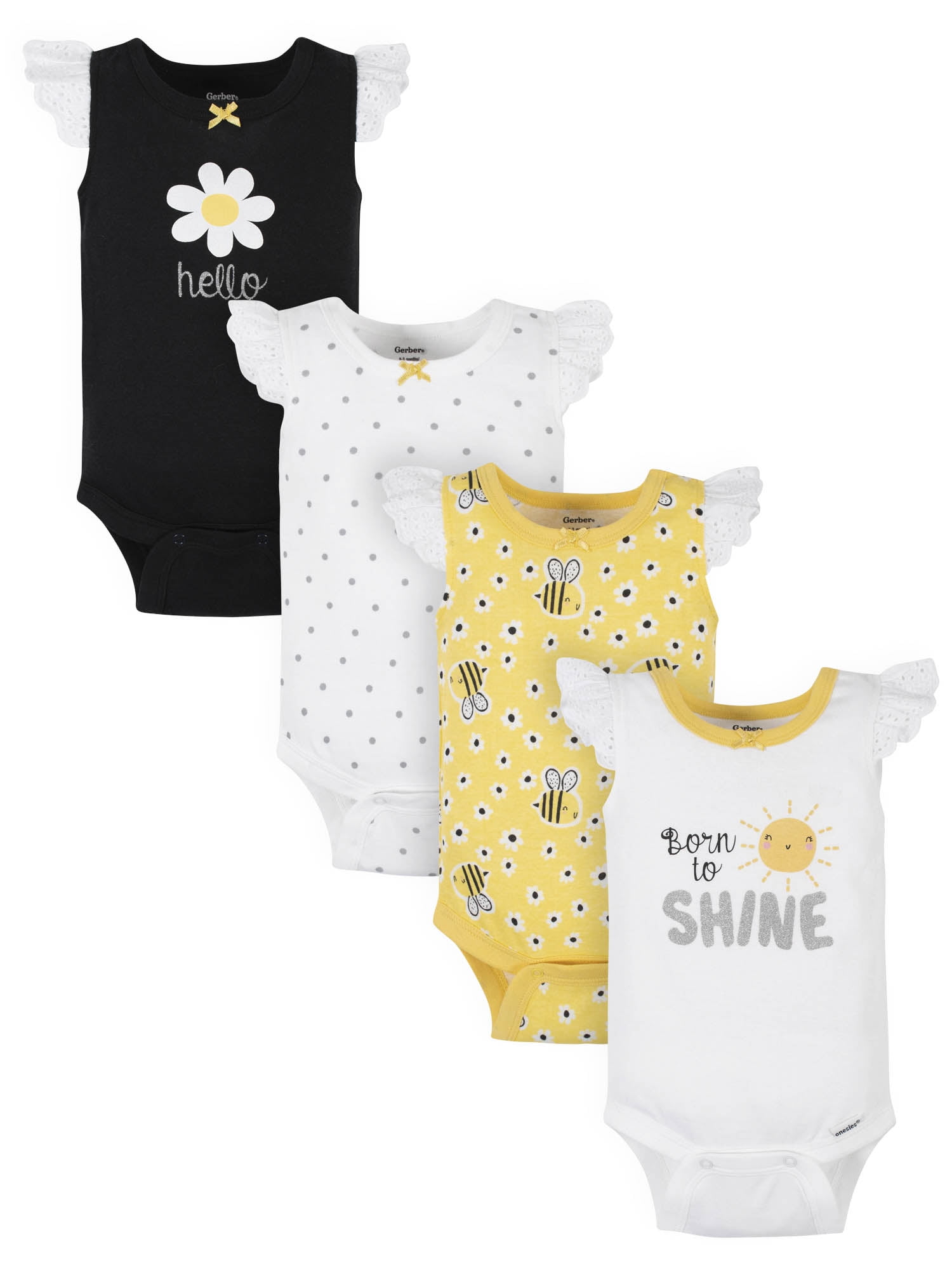Gerber Baby Girls Tank Onesies Brand Bodysuits, 4Pack