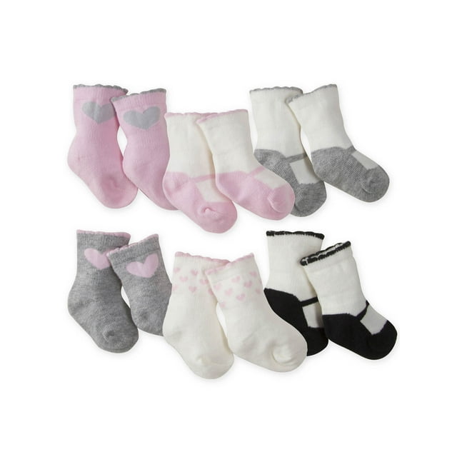 Gerber Baby Girls WiggleProof Jersey Crew Socks, 8Pack