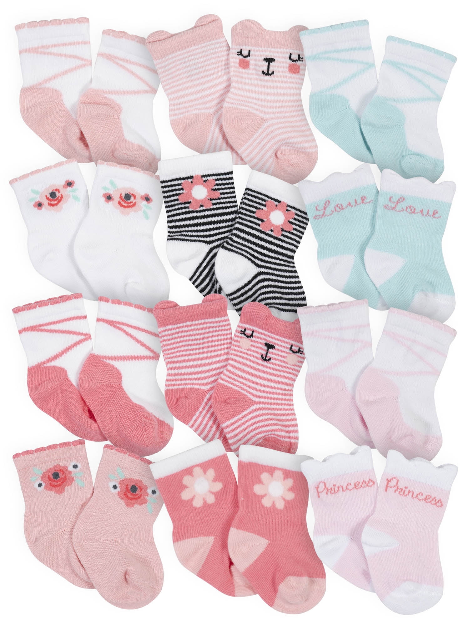 Gerber Baby Girls WiggleProof Socks 12 Pack (Newborn0/6M)