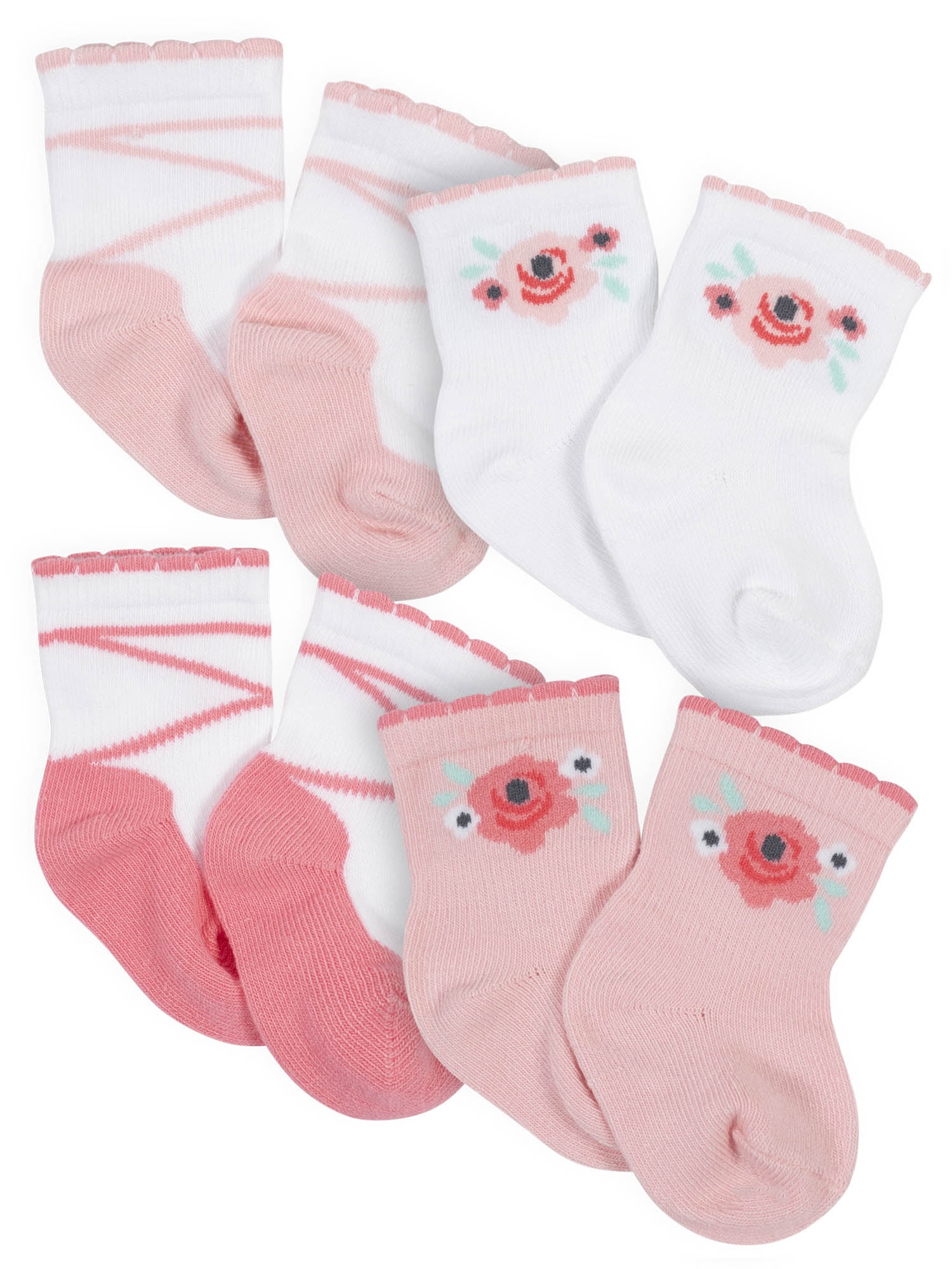 Gerber Baby Girls Wiggle Proof ¢ Socks, 4Pack