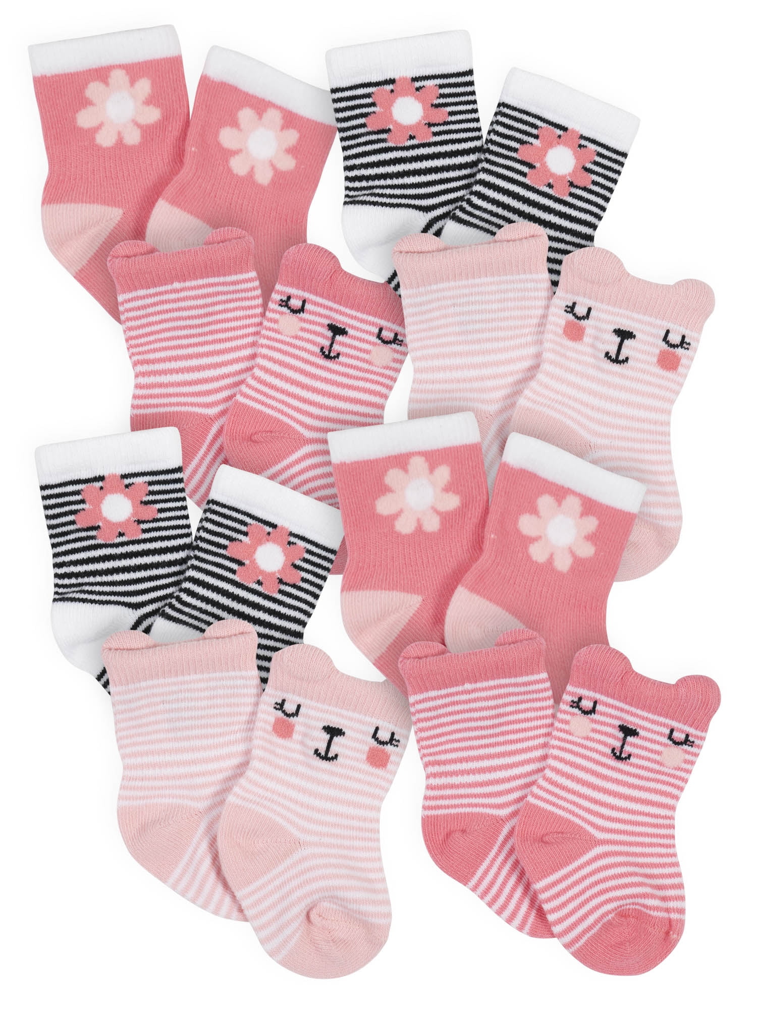 Gerber Baby Girls WiggleProof Socks, 8Piece (Newborn0/6 Months