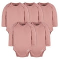 thumbnail image 1 of Gerber Baby Long Sleeve Solid Onesies Multi-Pack Interlock 180 GSM, Pink, 12 Months, 1 of 8