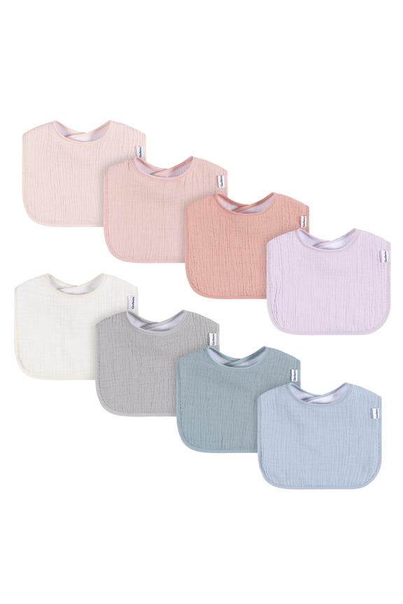 8-Pack Baby Girls Multi Drooling Bibs