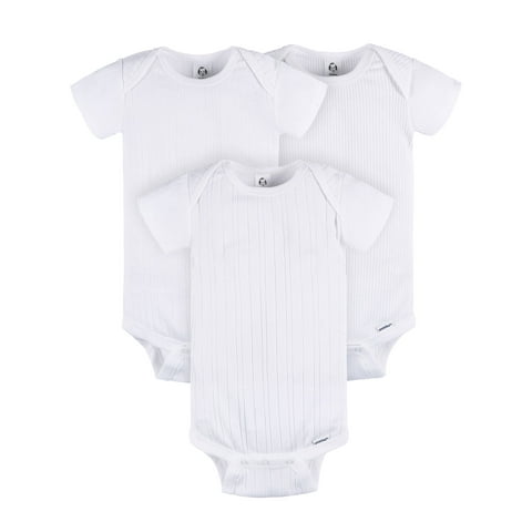 Baby Neutral 3-Pack White Short Sleeve Bodysuits, Sizes Preemie - 24 Months