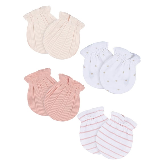 Gerber Baby Neutral 4-Pack Mittens, 0-6 Months