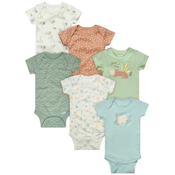 Gerber Gender Neutral Short Sleeve Onesies, 6-Pack, Sizes Newborn - 18 Months
