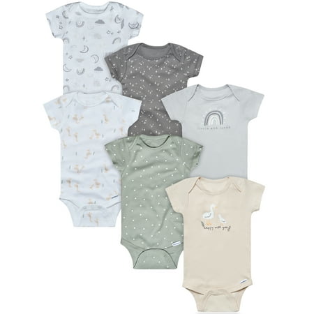 Gerber Gender Neutral Short Sleeve Onesies, 6-Pack, Sizes Newborn - 18 Months