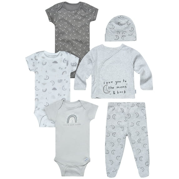 Gerber Baby Neutral 6-Piece Gift Set, Sizes Newborn - 3/6 Months