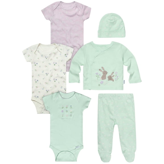 Gerber Baby Neutral 6-Piece Gift Set, Sizes Newborn - 3/6 Months