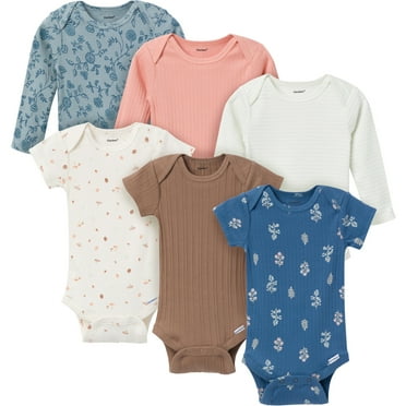 Gerber Baby Neutral Assorted Long and Short Sleeve Onesies, 6-Pack, Sizes Newborn - 12 Months
