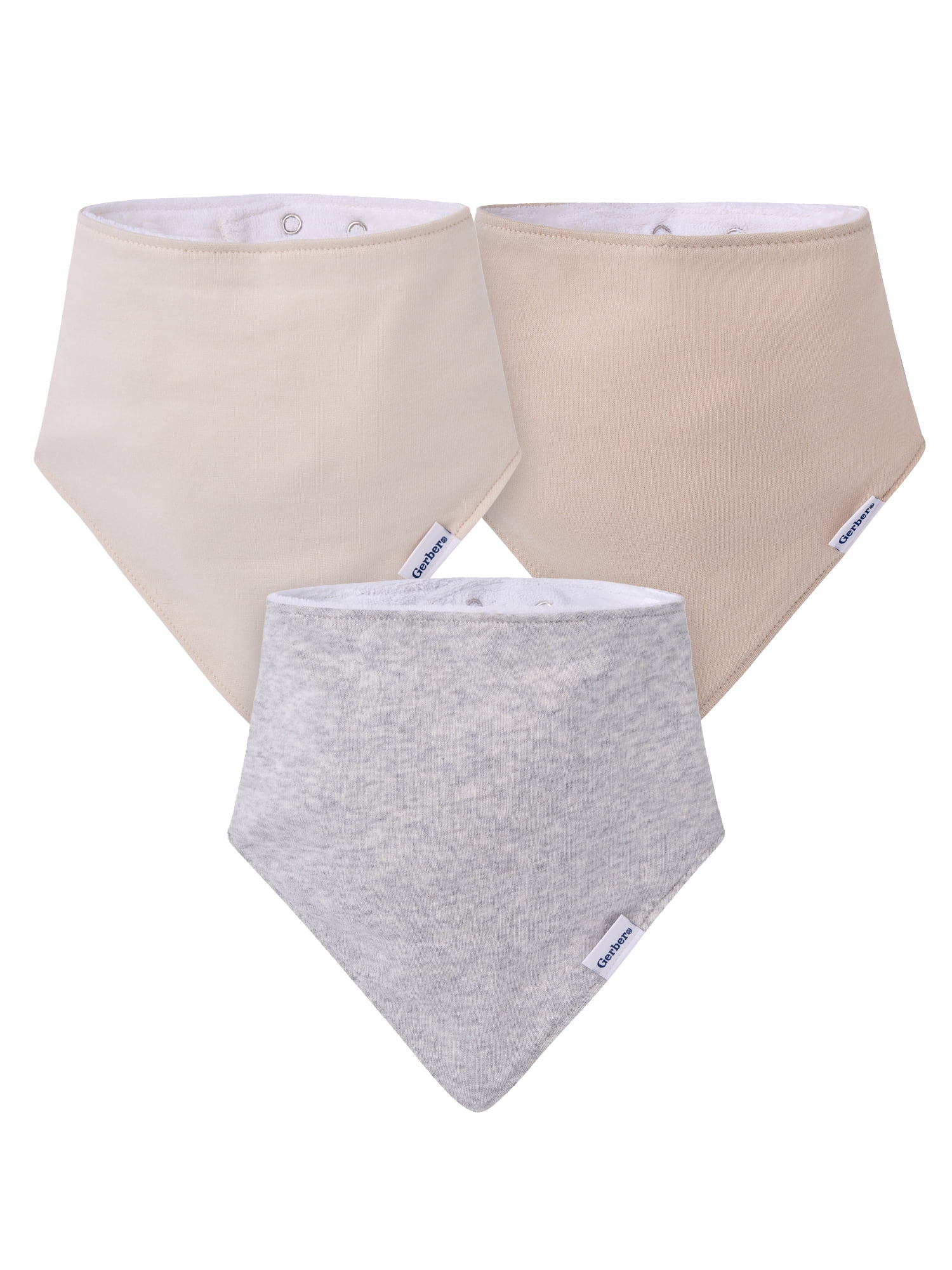 Gerber Baby Boy or Girl Neutral Cotton Bandana Bibs, 3-Pack, One Size