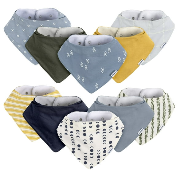 Gerber Baby Neutral Jersey Bandana Bib, 10-Pack, One Size