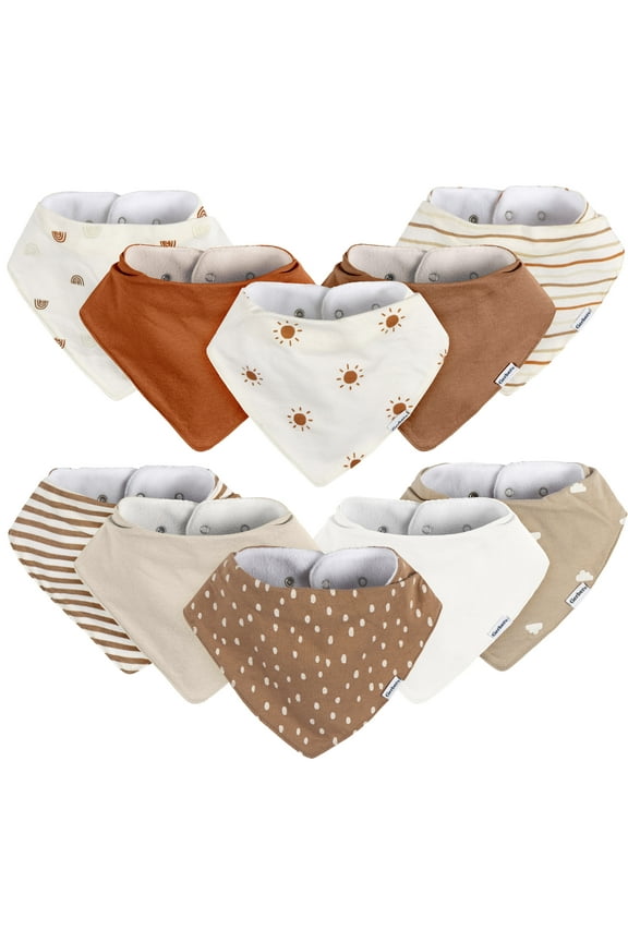Baby Neutral Jersey Bandana Bib, 10-Pack, One Size