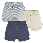 Gerber Baby Neutral Knit Shorts, 3-Pack, Sizes 0/3 Months - 24 Months