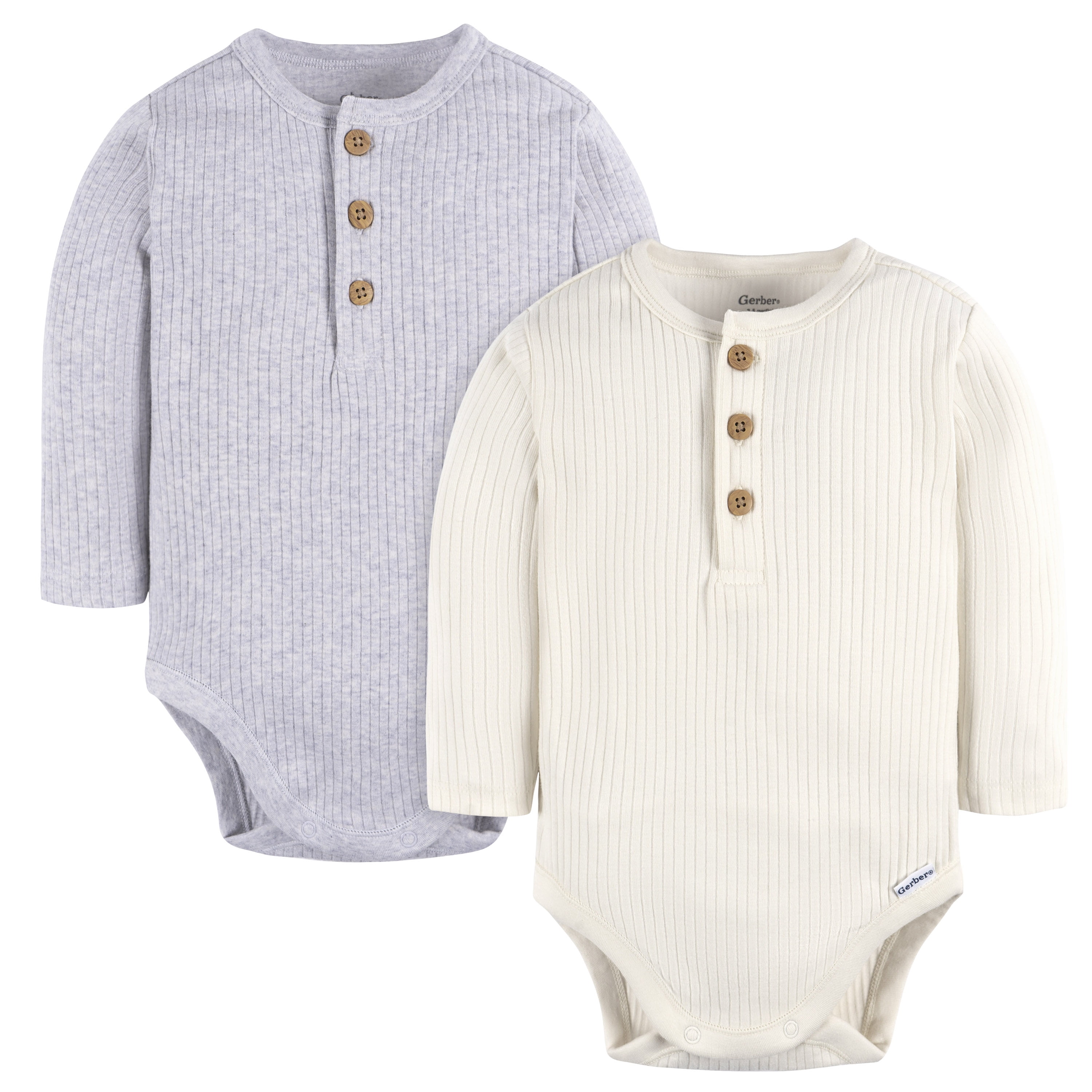 Gerber Baby Neutral Long Sleeve Bodysuits 2-Pack Sizes Newborn