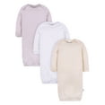 thumbnail image 1 of Gerber Baby Neutral Long Sleeve Gowns, 3-Pack, Sizes Newborn - 0/3 Months, 1 of 15